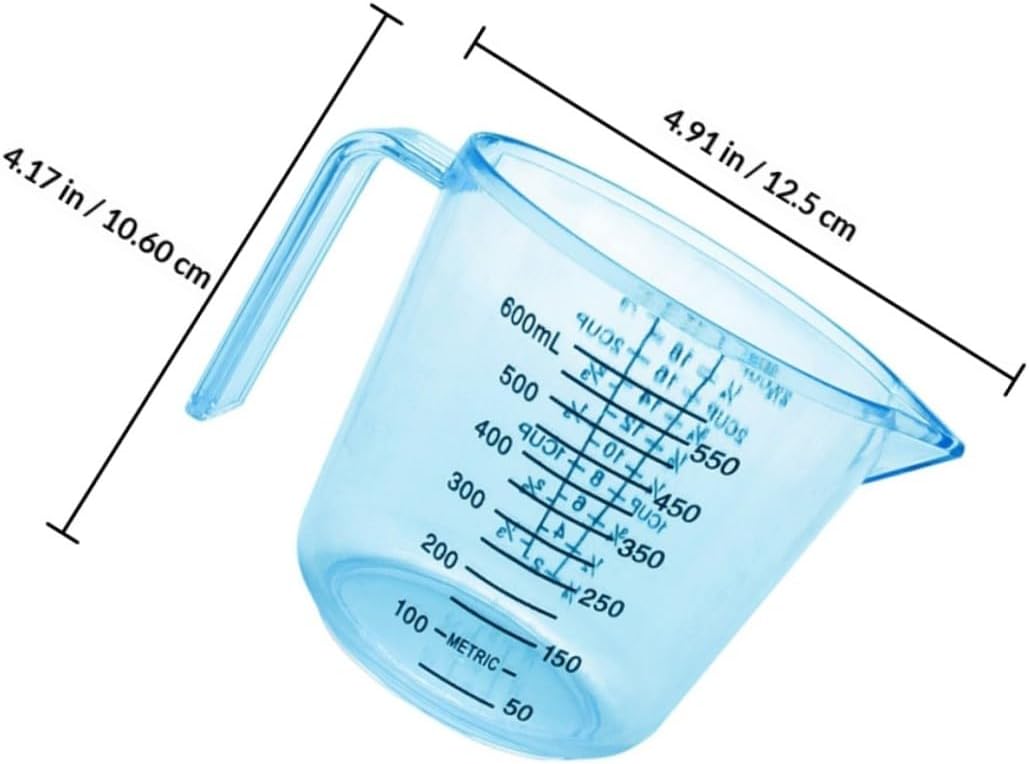TOYANDONA 3pcs Plastic Measuring Cups with Scale, 600ml Pink Blue, Food-grade Ps Material, Kitchen Baking Liquid Measuring Tools for Home Use