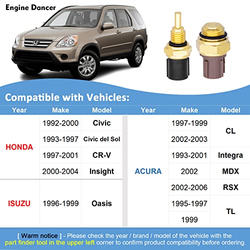 Engine Dancer 2Pcs Cooling Fan Switch & Coolant Temperature Sensor 37760-P00-003 37870-Pj7-003 Compatible With Honda Acura – Civic Del Sol Cr-V Insight Cl Tl Mdx Rsx #TOP1