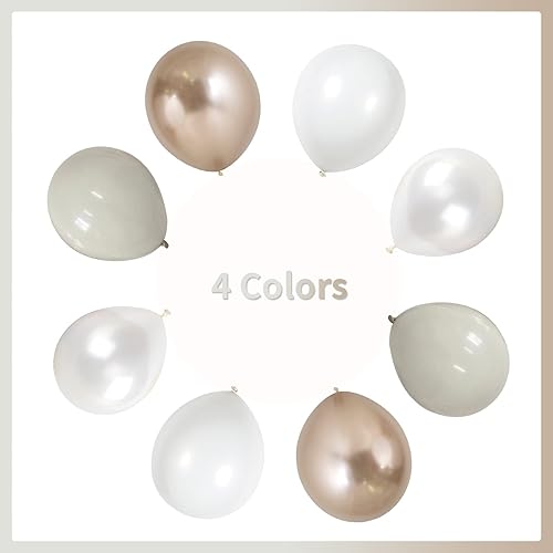 Miniatura 8 de Champagne Gold and White Balloons, 60Pcs Beige White Sand Metallic Gold Pearl White Balloons for Girls, Neutral Ivory White Gold Balloons for Women