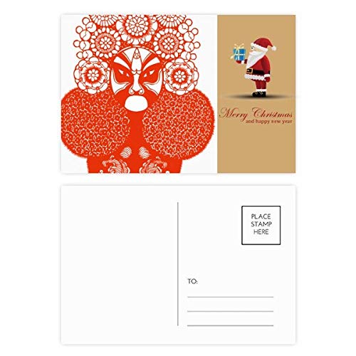 Cartes postales de Pékin avec masque rouge d'opéra Père Noël pour correspondance (Lot de 20)