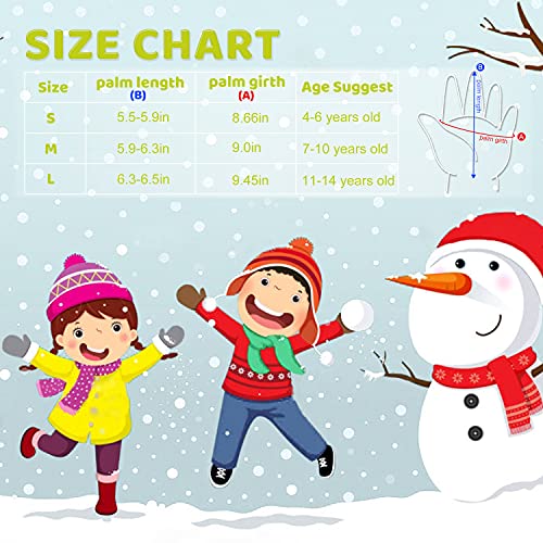 Thxtoms Kids Winter Gloves Waterproof Ski Snow Gloves For Boys & Girls Cold Weather Outdoor Sports Snowboard Bicycle For 4-14 Years Old #TOP5