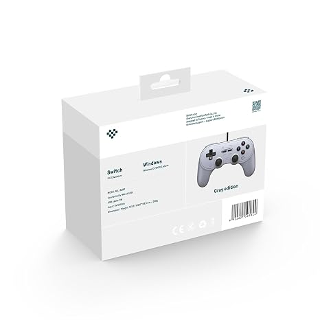 8BitDo Pro 2 Wired Controller for Switch, Windows, Steam Deck & Raspberry Pi (Gray Edition)