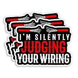 (3Pcs) I'm Silently Judging Your Wiring Sticker Funny Lineman Worker Quote 2' Vinyl Die-Cut Stickers for Hard Hat Water Bottle Laptop Skateboard Helmet Gifts for Adult Men Daddy 2 Inches