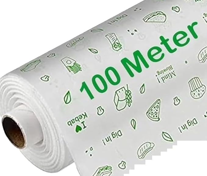 by TRIKUTA 100 Meter Roll for Kitchen Food Wrap Premium Non-Stick Butter Wrapping Paper | Used for Roti Wrapping Parchment roll for Kitchen Food Oil Absorption