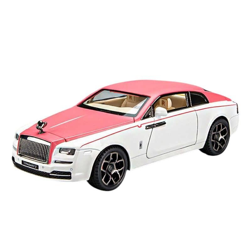 Image of 1:24 Rolls-Royce Spectre Diecast Metal Pull Back Car with 6 Openable Doors with Sound and Light Toy Decoration car Best Gift Toys for Kids (1:24 Rolls-Royce Wraith - Pink)