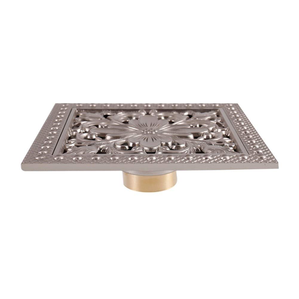 Desagüe de Ducha Cuadrado de latón de 6 Pulgadas con Tapa extraíble, desagüe de baño con Filtro para Cocina, baño, Garaje y sótano.