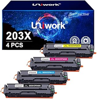 Uniwork 203X Toner Cartridge Replacement for HP CF540X CF541X CF542X CF543X Compatible with Color Laserjet Pro MFP M254dw M254dn M254nw M280nw M281fdn M281fdw M281cdw(Black Cyan Magenta Yellow,4Pack)