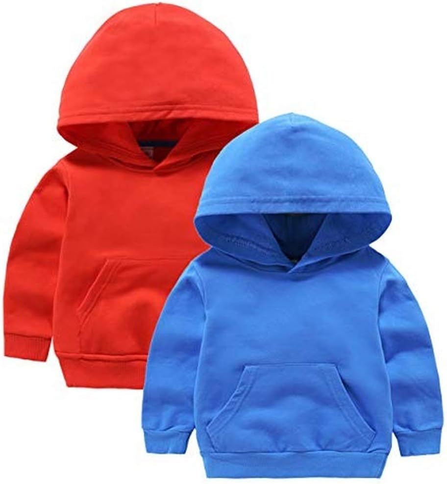 1-8 Years Kids Boys Girls Hoodies Cotton Basic Pullover Hooded Sweatshirt Kids Casual Classic Solid Sports Hoodie Tops Pocket
