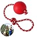 UEETEK Haustier Ball Spielzeug mit Seil für Hunde,Durchmesser 7,5 CM Gummi Hund Kauen Ball für Haustiere Hunde Ausbildung Spielen Übung,Rot