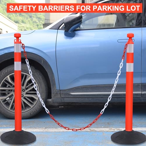 Image of OrangeStar 6 Pack Traffic Delineator Post Cones, 40 inch Orange Safety Barrier