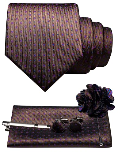 Image of JEMYGINS Mens Tie and Lapel Pin Necktie Pocket Square Cufflinks and Tie Clip Sets for Business Casual 5PCS