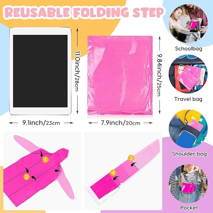 Image of BFONS 2-3 Pack Rain Ponchos for Kids, Reusable Raincoats for Boys Girls with Hood and Sleeves, Waterproof Rain Jackets
