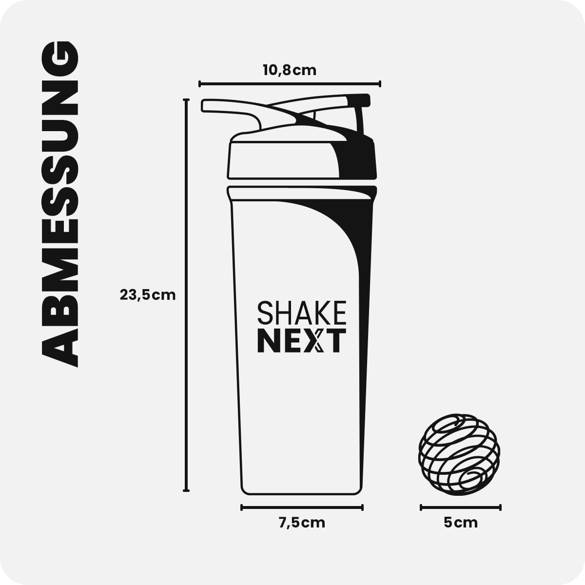 Edelstahl Shaker [NEUEINFÜHRUNG] - Trinkflasche mit Mixball 700ml, Fitness & Protein Shaker mit auslaufsicherem Druckverschluss, patentiertes Design (Schwarz)
