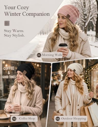 Image of Durio Winter Hats for Women Cable Knit Beanie Soft Womens Beanies Thick Winter Hat