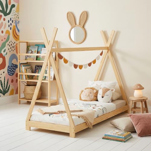 IDIMEX Lit Montessori tipi Elin, 90 x 190 cm lit cabane Enfant en pin Massif Vernis Naturel