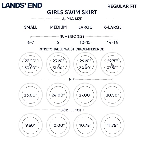 Image of Lands' End Girls' Swim UPF 50+ Stretch Waist Attached Bikini Bottom Swim Skirt