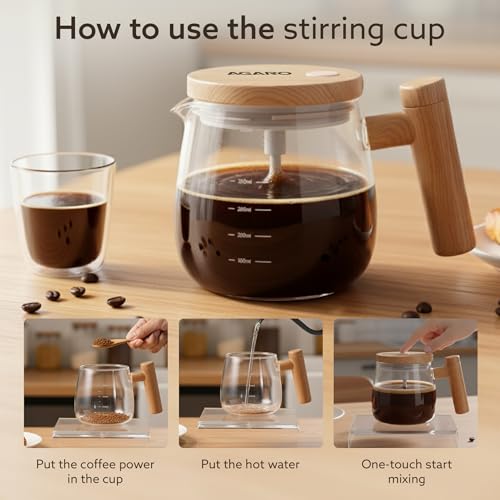 Image of AGARO Self-Stirring Coffee Mug 400ml - Electric Automatic Mixing Cup with Lid, Borosilicate, Rechargeable Operated Blender for Coffee-Milk-Protein Shakes, Portable Mug for Home, Office & Travel