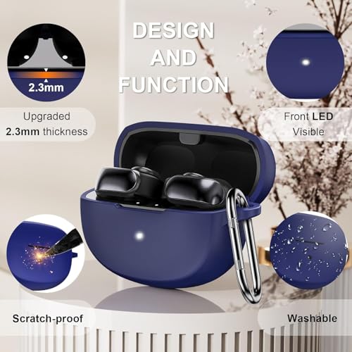 Image of Silicone Cover Compatible with Bose Ultra Open Earbuds Case Cover, Compatible with Bose Earbuds case Cover, Shockproof Protective Pouch (Dark Blue)