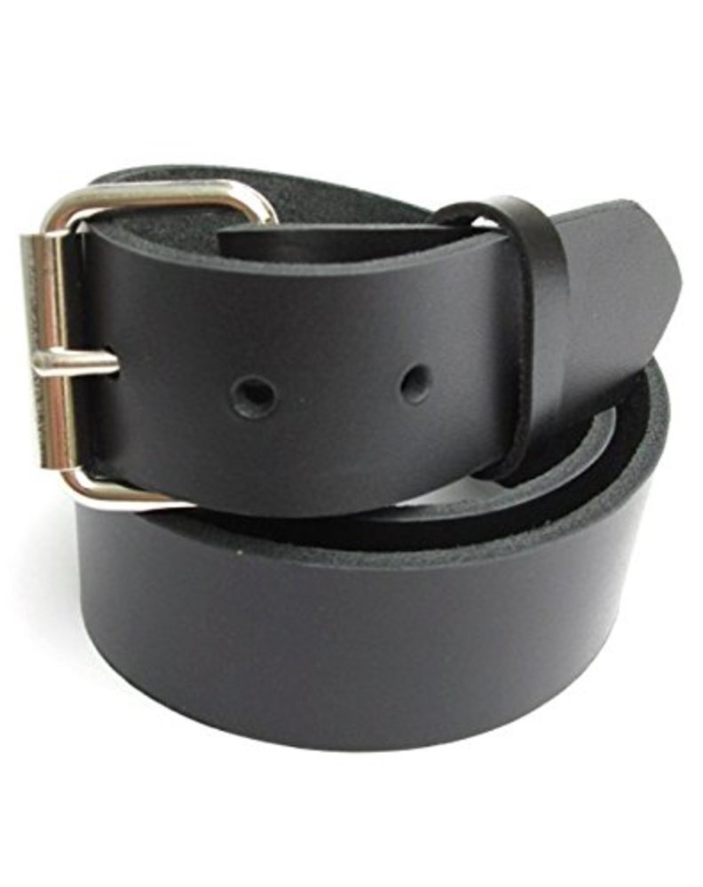 Mens Heavy Duty Black Leather Belt 1/2