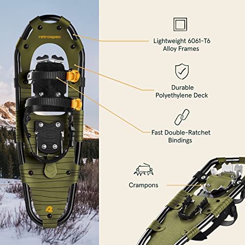Image of Retrospec Drifter 25 /30 Inch Snowshoes & Trekking Poles Bundle for Men & Women, Durable All Terrain with Fully Adjustable Binding and Carry Bag with Lightweight Aluminum Hiking & Walking Sticks