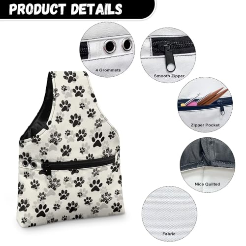 Image of Knitting Yarn Bag Paw Print Knitting Bag Crochet Bag Organizer, Drawstring Yarn Project Organizer, Yarn Tote for Crocheting Project, Store Skein Ball, Needles Accessories Small Size