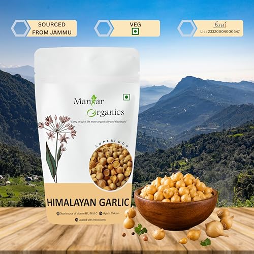 Image of ManHar Organics Kashmiri Garlic (Lehsun) 60g | Direct from Farmers | Premium Himalayan Single Clove Garlic | Whole Bulbs