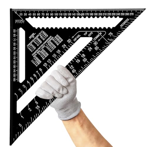 Senbaler 12 Zoll Zimmermannswinkel Metrisch Groß, Speed Square 300mm, 45 90 Grad Dreieck Lineal Metall, Schreinerwinkel, Zimmermann Winkel für Dachdecker Carpenter Ingenieur
