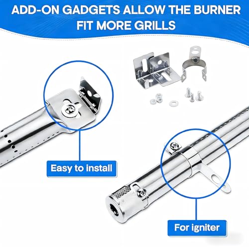 31cm bis 45cm Universal Gasgrill Brenner Ersatzteile für Landmann, Enders, Tepro, Taino, Campingaz, Outback, Barbecook und Andere Grills, 4 Stück Verstellbarer Edelstahl Brenner Zubehör