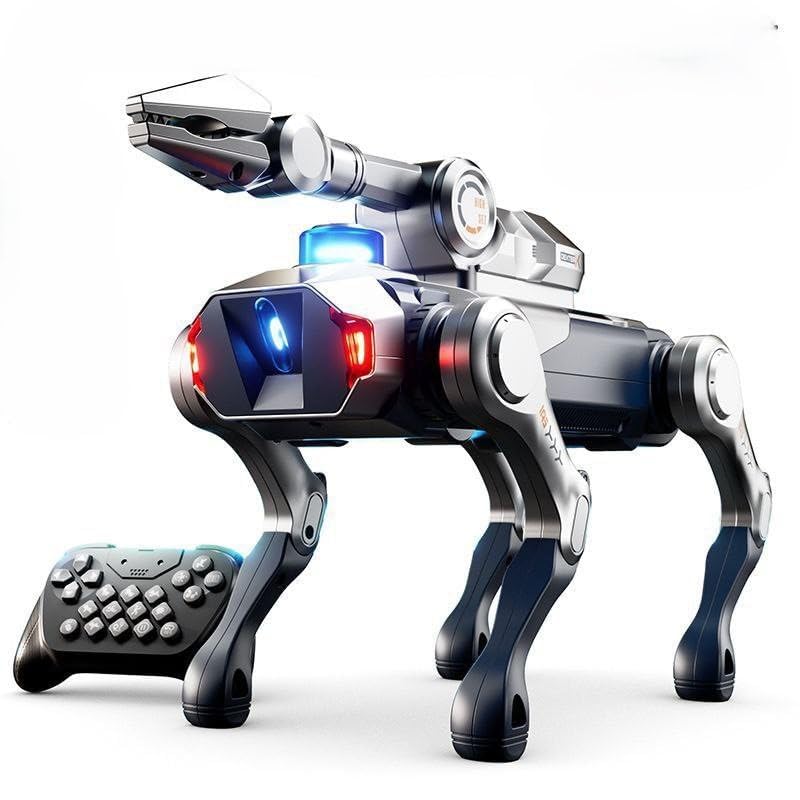 Intelligent Robot Dog Toy with Remote Control | Smart Walking Robot Puppy with LED Lights, Stunt Actions & USB Rechargeable Battery | Interactive Electronic Toy for Kids (Grey)-image-5