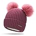 Produktbild LFEILONG Frauen Wilde warme Wollmütze Doppelhaar Ball Kaninchen Kaschmir Hut lila Code