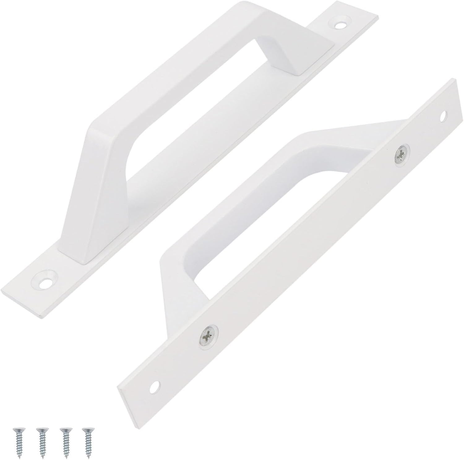 Sliding Barn Door Handles White Aluminum Alloy Gate Handle Garage Door Handles with Screws for Wood Barn Gates Shed Cabinet Closet Doors 2 Pcs (White)