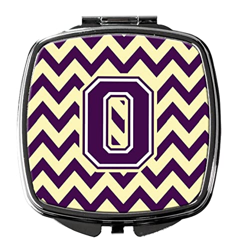 Espejo compacto rectangular de chevron morado y dorado