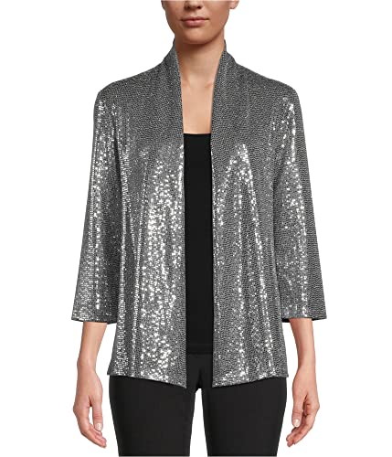 Veste formelle à paillettes argentées Kasper vêtement de soirée chic femme taille 37