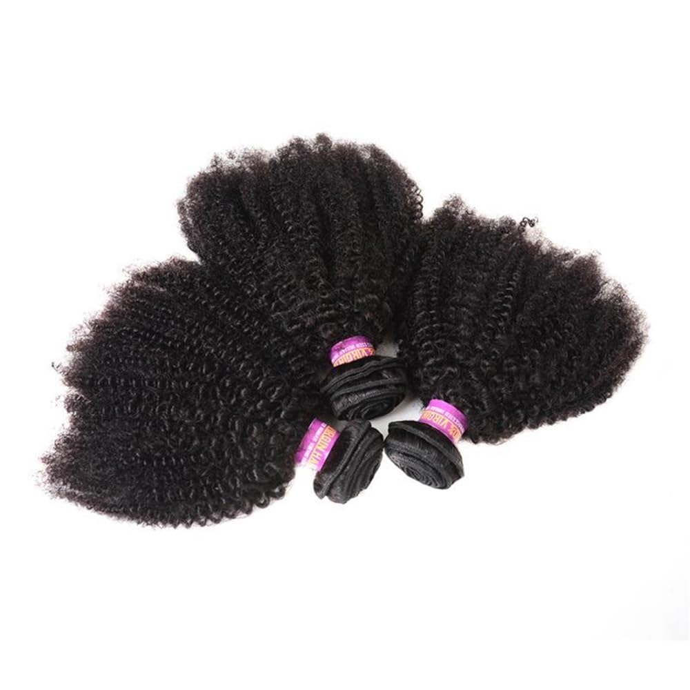Afro Kinky Curly Bundles pasma prawdziwych włosów, 4B, 4C, nieprzetworzone, ze włosy dla kobiet, naturalny czarny kolor (45 cm)
