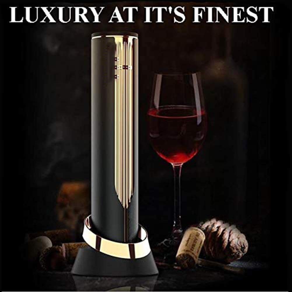 Abridor de vinos eléctricos, abrelatas automáticos del sacacorchos de la Botella de Vino eléctrico con Cortador de lámina, abridores de vinos Recargables USB (Negro)