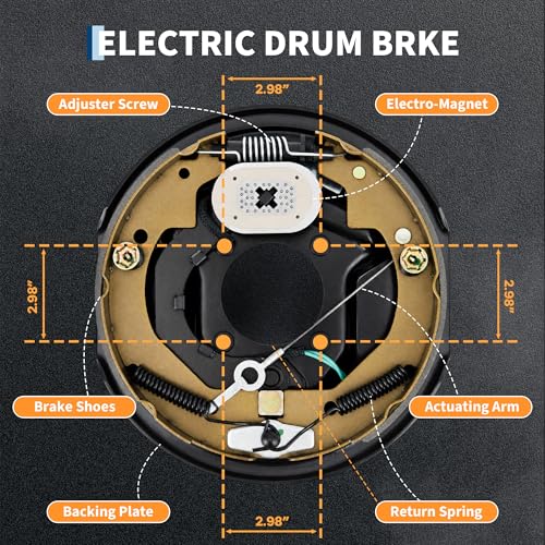 10"x2-1/4" Electric Trailer Brake Assembly, Self-Adjusting Electric Brakes Kit for 3500 Lbs Axle, 4-Hole Mounting Brake Backing Plates, Left & Right Side Braking System Replacement Parts, 1 Pair by Garvee - Image 3