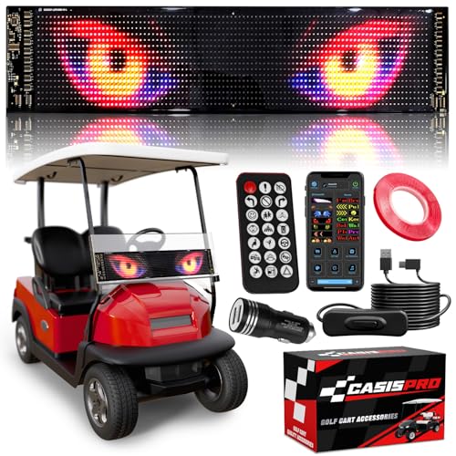 Golf Cart Devil Eyes Light Sign 23.6x4.7 Programmable Flexible Screen for Windshield DIY Animated LED Sign with APP/Remote Control for Golf Cart Decorations Halloween Festivals Trucks SUVs