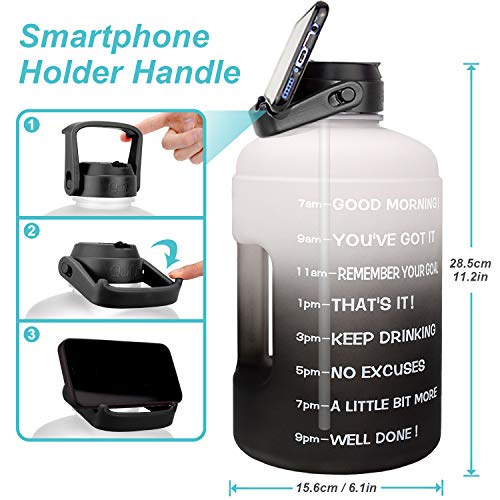 Image of QuiFit 1 Gallon Water Bottle - with Straw & Motivational Time Marker Leak-Proof BPA Free Reusable Gym Sports Outdoor Large(128OZ /73OZ) Capacity Water Jug