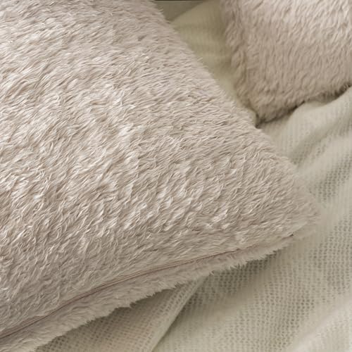 Pavilia Fluffy Cream Ivory Throw Pillow Covers thumb #2