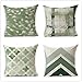 Zestaw 4 poszewek na poduszki z zielonym nadrukiem dekoracyjna kwadratowa bawełniana lniana poszewka na poduszkę dwustronny nadruk z niewidocznym zamkiem błyskawicznym, do salonu na sofę na zewnątrz poszewki na poduszki 35 x 35 cm / 14 x 14 cali