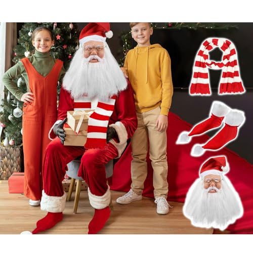 Conjunto de disfraz de Papá Noel con bufanda de cara completa para ocultación total 4