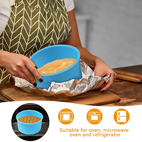 VicBou 6PCS Silicone Cake Mould,Non-Stick Muffin Baking Tray,Cupcake Round Baking Pan for DIY Cakes, Chocolate Cakes,Mousse Bread, Blue - Image 4