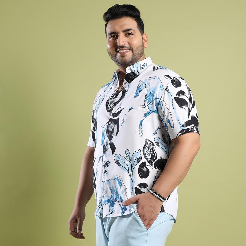 Image of Instafab Plus Men's Shirt for Casual Wear | Spread Collar | Button Closure | Plus-Size Fit | Short Sleeve | Cotton Shirt Crafted with Comfort Fit for Everyday Wear