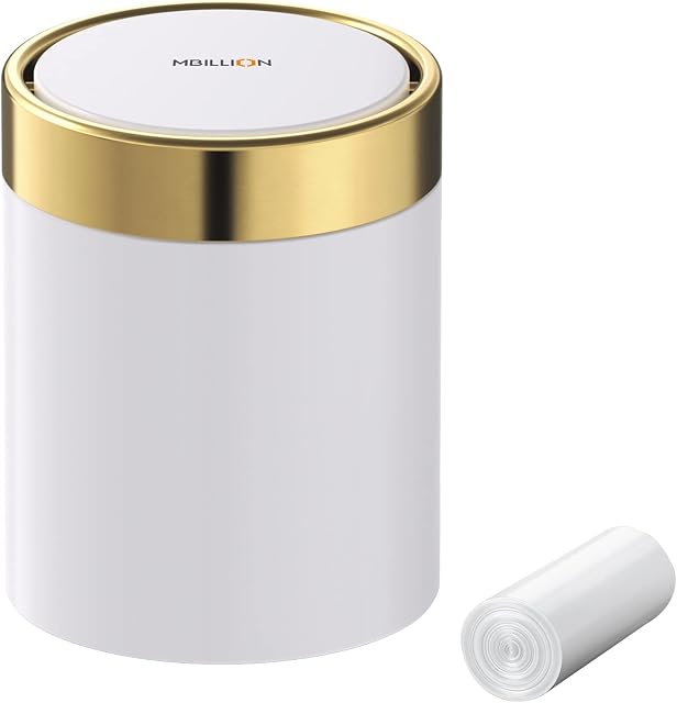 Mini Trash Can with Lid, Desktop Small Trash Can Recycling Bin Cute Metal Garbage Can for Tabletop Countertop Use,Stainless Steel 0.4Gal/1.5L Waste Bin for Office Parlor Car Bedroom,Swing Lid Open