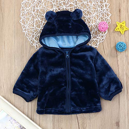 Noubeau Infant Baby Boys Girls Fleece Ears Hat With Lined Hooded Zipper Up Jacket Coat Tops Outwear Overcoat Warm Fall Winte thumb #1