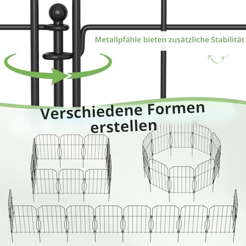 WELDUN Gartenzaun 25er Metall Steckzaun, Dekoration Gitterzaun für Garten