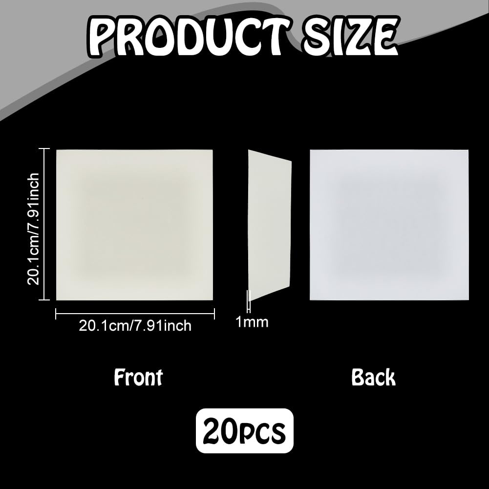 BENECREAT 20Pcs 7.9x7.9 Inch Mat Board Center, Antique White Paper Picture Photo Frame Mat, Backer Boards for Frame, Picture, Framing Backing