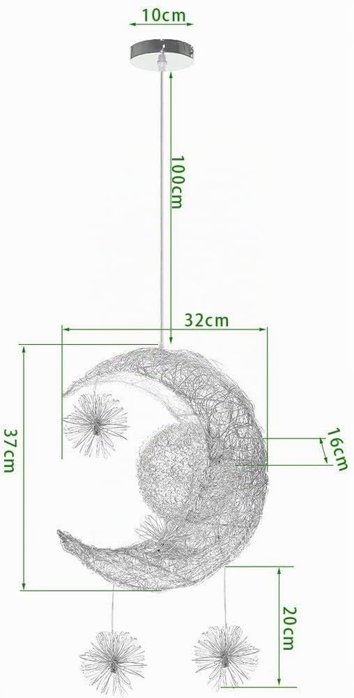 Lampada a sospensione a LED Forma di Luna Moderna Lampada a Sospensione in alluminio per Bambini Camera da Letto (Luce Bianca)