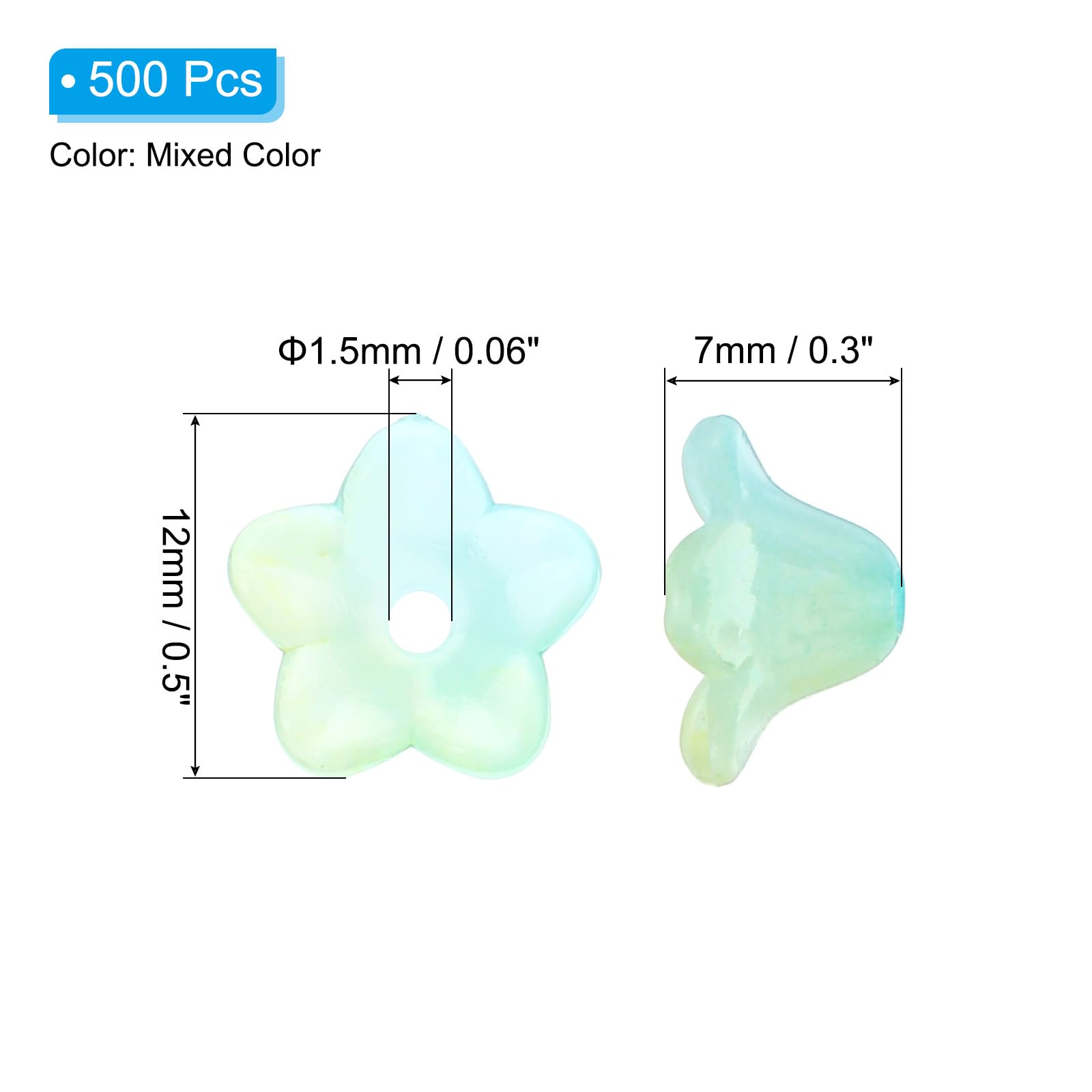 PATIKIL 500Pcs 12x7x1.5mm Frosted Flower Beads, Acrylic Trumpet Flower Beads for Bracelets Earrings, Necklaces - Image 2
