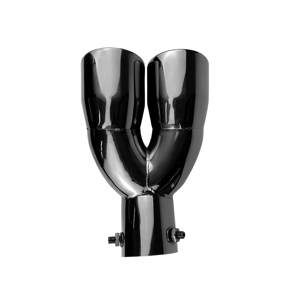 OtpOutopa Dual Exhaust Tip 2.5 inch Inlet, Universal Car Exhaust Pipe Tail Throat Tail Pipe Stainless Steel Y Pipe, Adjustable Car Thickened Muffler Slant Cut Tip (Curved,Black Paint)(OTPPIPE005)